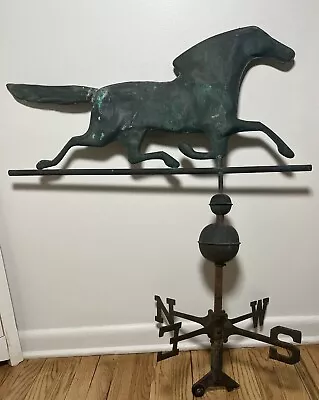 Vtg Antique Copper(?) Weathervane Running HORSE Motif Excellent Design ~36.5” • $519