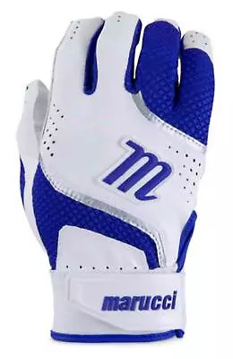 Marucci Code Adult Batting Gloves Leather Palm & Mesh Back - Royal Blue/White • $30.32