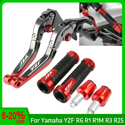 CNC Brake Clutch Levers Handle Grips End Caps For Yamaha YZF R6 R1 R1M R3 R25 • $53.94