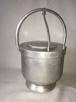 VINTAGE BW BUENILUM ALUMINUM ICE BUCKET With Milk Glass LINER 7  Width Top • $3.95