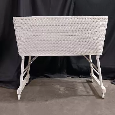 Vintage White Wicker Foldable Portable Baby Bassinet Crib • $9.99