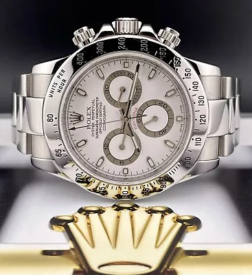 Rolex Daytona Cosmograph 40mm Men's Oyster White Dial Chrono Steel Watch 116520 • $40526.20