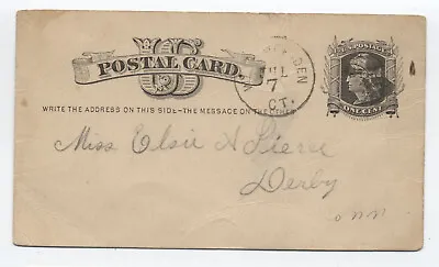 1870s West Meriden CT Postal Card To Derby [6526.7] • $5