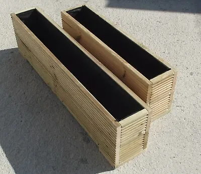 Wooden 20cm Wide  Narrow Decking Garden Troughs Planters For Flowers Vegetables • £36.99