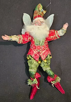 Mark Roberts 9  Christmas Fairy Elf W/ Bell Accents & Red Coat & Green Pants • $19.95