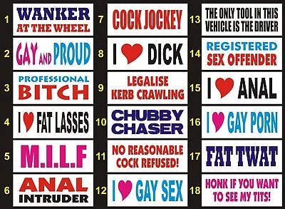 MAGNETIC Bumper Sticker Car Prank Joke Funny 18 To Choose From BUY 3 GET 1 FREE • £2.99