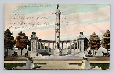 Postcard Jefferson Davis Confederate Monument Richmond Virginia VA Antique K13 • $5.49