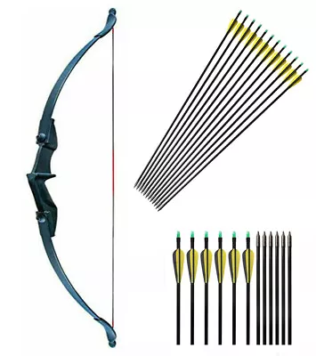 57 In Ambidextrous Takedown Recurve Bow 12Pcs Arrows Set Archery Right Left Hand • $35.99