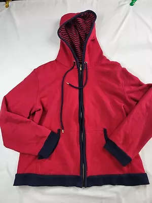 Lauren Ralph Lauren Hoodie Womens XL Red Blue Nautical Stripe Full Zip Up LRL • $19.99