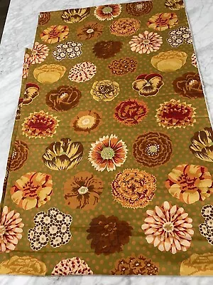 RARE 2012 Kaffe Fassett Cotton Fabric Big Blooms Brown 4 Yard RARE • $120