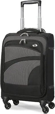 Aerolite Ultra Lightweight 4 Wheel Carry On Hand Cabin Luggage Suitcase Black • £44.99