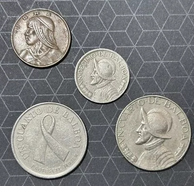 Panama Coins Lot Of 4  Un Centesimos Vn Decimo De Balboa Vn Cuarto De Balboa • $12.95