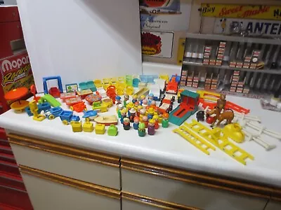Vintage Fisher Price Little People Large Lot Furniture Vehicles Plus Much More • $100