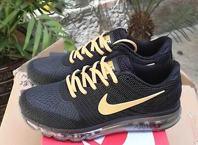 New NIKE AIR MAX 2017 Men's Running Sneakers Black And Yellow • $198