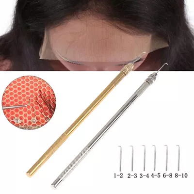 1Pcs Hair Ventilating Needle For Lace Wig Making Crochet Hook Holder Pins Too-wq • £4.08