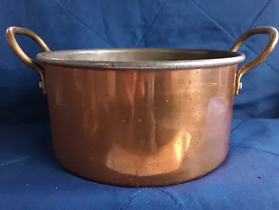 Copper Pan Planter Vintage Patina Handles 17x8.5cm Jardiniere Granny Garden Core • £27.50