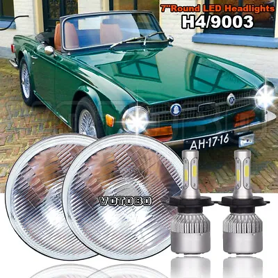 For Triumph TR6 1969-1976 Round Projector 7  LED Headlights Halo Angel Eyes DRL • $89.99
