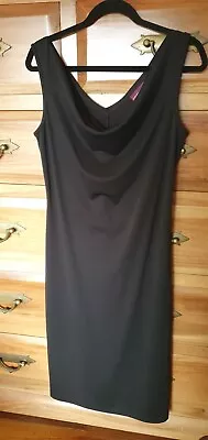 Vintage Black Suzanne Grae Cowl Neck Classic Midi Dress 12 • $13