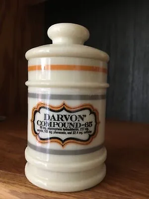 $14 • Buy Vintage Darvon Compound 65 Apothecary/Pharmacy Canister Jar 1930's.