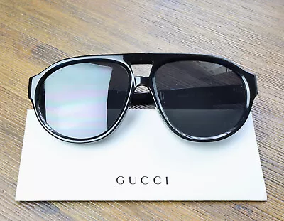 Gucci GG1239S Pilot Sunglasses In Black And Gray Lens • $169