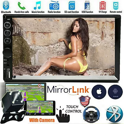 Double 2Din Car Stereo 7  MP5 Universal Radio Mirror Link For GPS Android & IOS • $56.07