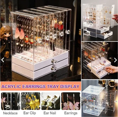 5 Tray 2 Drawer Jewelry Organizer Case Box Holder Storage Earring Ring Jewellery • $25.99