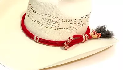 Western Cowboy Hat Band Handmade Red Western Hat Band With Horse Hair • $24.99