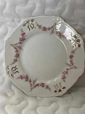 C T Germany Reticulated Bread N Butter / Side Plate Pink Floral Pattern 6” W • $9.95