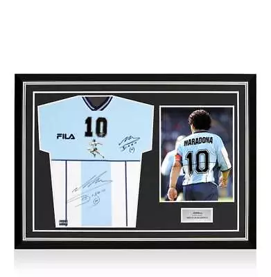 Diego Maradona Front Signed Testimonial Shirt In Hero Frame: Homenaje A Diego • $5121.31