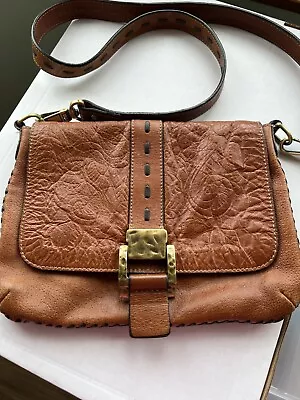 Butterfly By Matthew Williamson Rich Tan Leather Crossbody Bag Buckle Flap-over  • £35