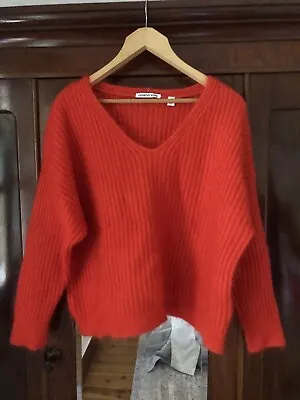 Country Road Wool Mohair Blend Fluffy Knit Crop Jumper V Neck So Soft Sz XL • $40