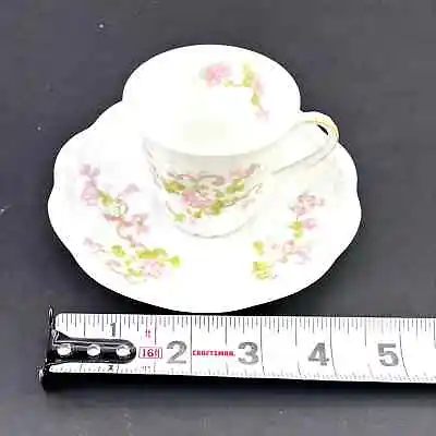 A Lanternier & Cie Limoges Tea Cup & Saucer Floral Pinks Greens • $39.95