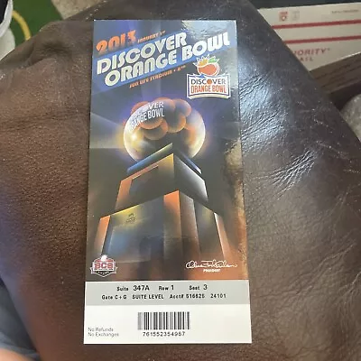 ORANGE BOWL 2013 FULL UNUSED FOOTBALL TICKET - FLORIDA ST Vs NORTHERN ILLINIOS • $12