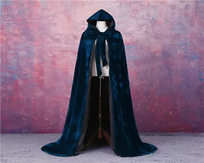 Cloak Velvet Hooded Cape Medieval Renaissance Costume LARP Halloween Fancy Dress • $34.19