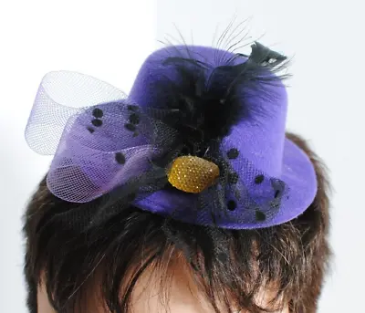 Lady's Mini Purple Hat Lace Fascinating Hair Clip Costume Accessory • $12