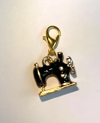 VINTAGE SEWING MACHINE Enamel Clip On Charm Stitch Marker Zipper Pull Keychain • $2.50