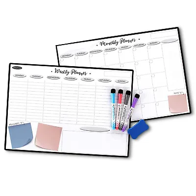 2 PCS Magnetic Daily Chore Chart Dry Erase Refrigerator 17x12 With 4 Markers • $15.95