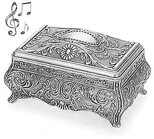  Vintage Metal Music Box Wind Up Musical Jewelry Box Keepsake Box Small  • $35.23