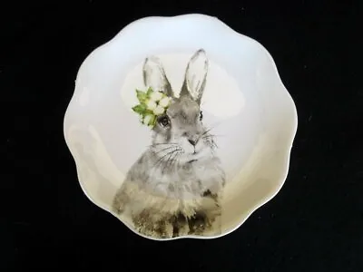 NWT Pier 1 Bunny Pals Salad Plate Bunny/Yellow Flower Cream Scalloped Easter • $9.57