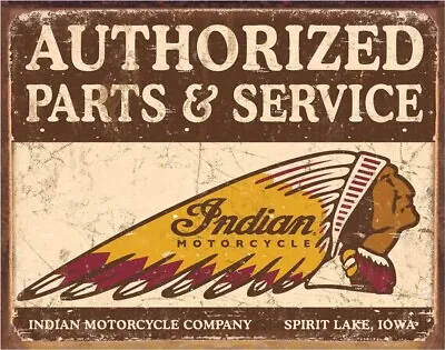 Indian Authorized Motorcycle Tin Sign W/ Indian Guardian Bell • $26.92