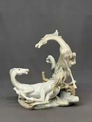 Scarce Large Lladro Figural Grouping -  Playful Horses --RETIRED 17 X15 ; Mint • $995