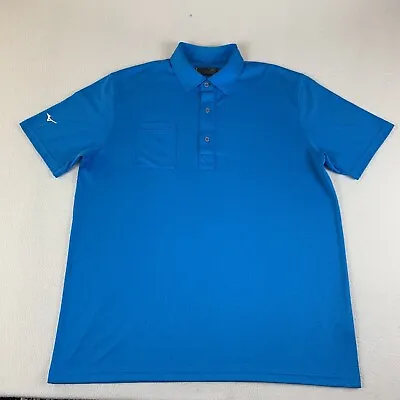 Mizuno Polo Shirt Men Size Large Blue Geometric Short Sleeve  Golf Performance • $28.99