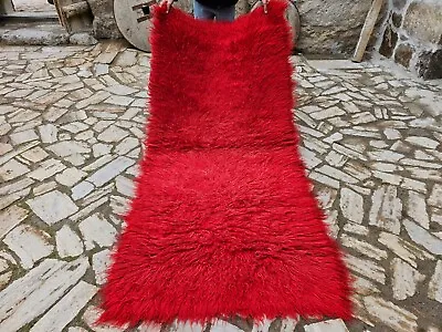 Turkish Anatolian HandKnotted Mohair RugRed Colors Fireplace RugHome Decor • $187