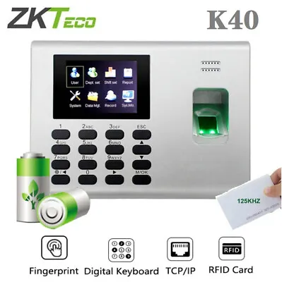 £141.47 • Buy ZKTeco K40 USB Biometric Fingerprint Time Attendance System Built-in Battery