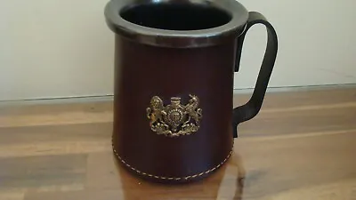 $22 • Buy Leather With Ceramic Mug Stein Tankard Brass Crest Made In England