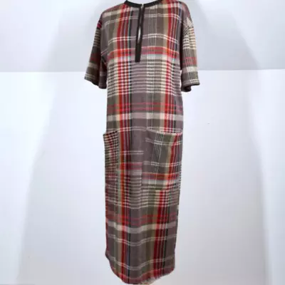 Zara Woman Midi Dress Tartan Check Tunic Red Pockets Short Sleeves Woman Medium • £15