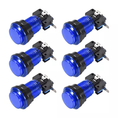 6pcs Game Push Button 33.5mm 12V LED Illuminated Switch With Micro Switch Blue • $14.69