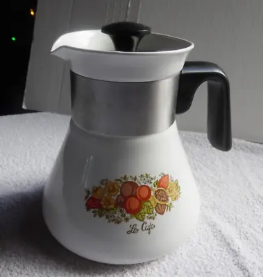 Le Cafe Spice Of Life Coffee Server Vintage Corning Ware 8 X 7  6 Cup Pot VG • $11.99