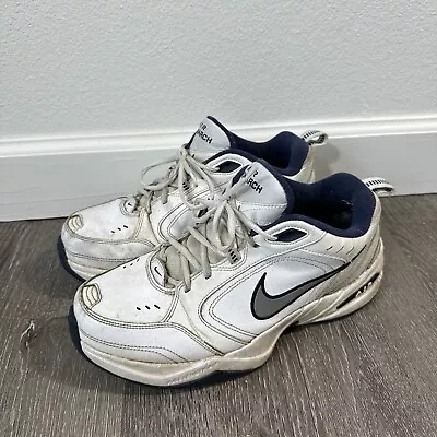 NIKE Air Monarch IV Men’s 10 White/Blue Walking Sneakers 416355-102 • $28.95