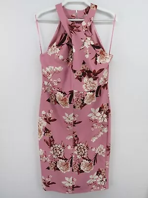 $29.99 • Buy Portmans Signature Womens Pink Floral Pencil Dress High Keyhole Neck -Size 14